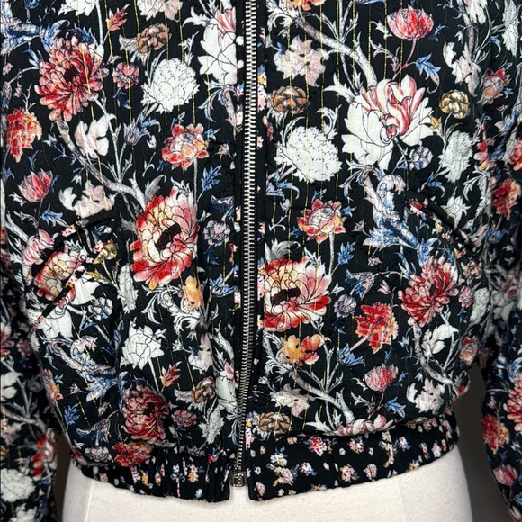ZARA Floral Bomber Jacket with Relaxed Silhouette and Cropped Length Medium - Picture 3 of 13
